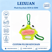 Porte-clés en peluche grenouille mignonne à grande bouche, poupée grenouille en peluche douce, pendentif en peluche de dessin animé pour sac, crochet mousqueton vert, décoration de sac à dos