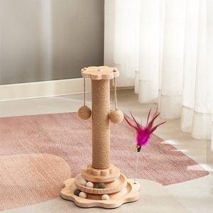 Grosir mainan garuk kucing, kayu Solid Scratcher Sisal <span class=keywords><strong>Scratch</strong></span> <span class=keywords><strong>Post</strong></span> dengan bola gantung kucing mainan garuk kucing - Product Image 1