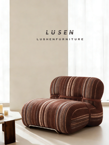 Chaise en tissu tricoté de style nordique moderne minimaliste, structure en bois, imperméable, écologique, pour salon, chambre, hôtel - Product Image 4
