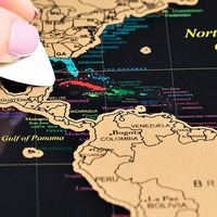 Deluxe Travel Scratch Off World Map Poster Papel recubierto