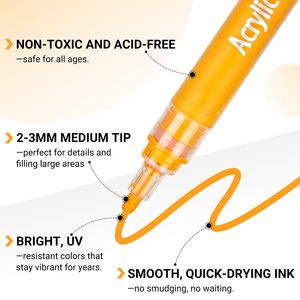 Juego de Marcadores de Pintura Acrílica a Base de Agua NOVISON con Punta de Pincel Redonda de 2-3 mm, 20 Colores No Tóxicos para Dibujo Artístico - Product Image 4