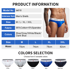 <strong>Custom</strong> Logo Knitted <strong>Brief</strong> Stretch Waistband <strong>Men's</strong> Underwear Comfortable <strong>Mens</strong> 3D Pouch <strong>Brief</strong> Supporter Elastic <strong>Brief</strong> For <strong>Men</strong> - Product Image 2