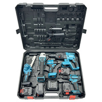 Ensemble d'outils électriques multifonctions Batterie au lithium avec scie à chaîne Meuleuse d'angle Marteau perforateur Machine à couper Boîte pratique