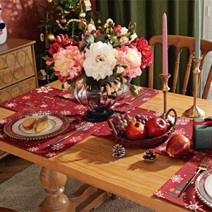 Runner da Tavola Rosso in Cotone Stile Americano, Ecologico e Personalizzabile, per Decorazioni da <span class=keywords><strong>Cucina</strong></span> e Sala da Pranzo, Vendita Calda - Product Image 2
