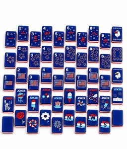 Juego de Fichas de Mahjong Americanas de Acrílico Grabadas en Azul Patriótico de Lujo Personalizado, con Tapete y Soportes, Regalos para Mesa de Mahjong, Entretenimiento de <span class=keywords><strong>Casino</strong></span> - Product Image 2