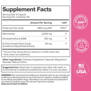 Supplément de soutien à la santé ovarienne des femmes DIM Inositol et équilibre hormonal de l'acide folique pour une ovulation saine Vitamines pour adultes - Product Image 4