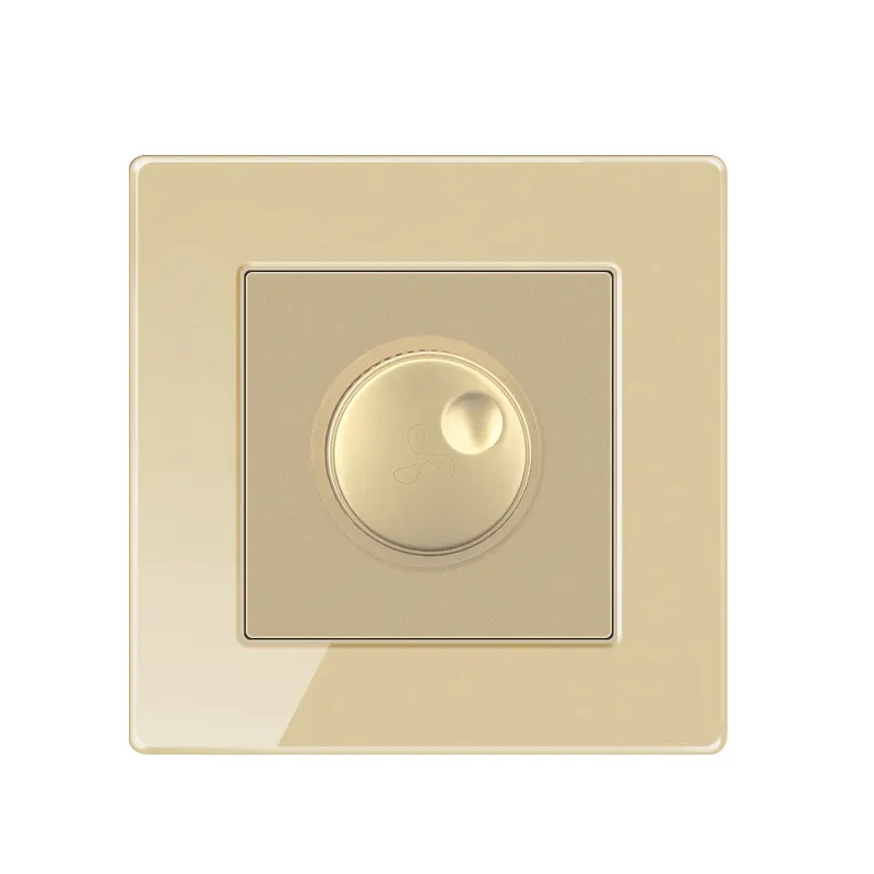 Gold Crystal Glass EU Speed Switch Speed Controller For Fan 220v LED Adjustable Speed Wall Switch For A21 Series Panel