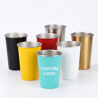 Tendance 2026 : Tasse à bière personnalisée 500 ml avec logo, en acier inoxydable, qualité 304, finition brossée, réutilisable, pour bar et fêtes