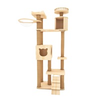 Arbre à chat moderne et élégant en bois massif de la série A, avec hamac-capsule, échelle, poteaux à gratter, plateforme d'escalade, étagère et lit pour chats
