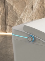 Toilet Pintar Satu Bagian yang Ramping dengan Kursi Berpemanas & Pembilas Otomatis, Toilet Bidet Cerdas Modern dengan Lampu LED Ambient