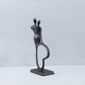 伊芙琳金属浪漫铸铁情侣桌面抽象彩绘雕像爱情主题情侣雕塑心形装饰摆件 - Product Image 2