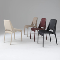Chaise de salle à manger ergonomique en cuir, dossier en cuir, design minimaliste italien de luxe léger, pieds en métal durables, mobilier domestique