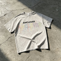 T-shirt basique streetwear à manches courtes, couleur unie, coupe ample, 190 g/m², coton slub, haut décontracté AMCLEVER, t-shirts pour tous les jours