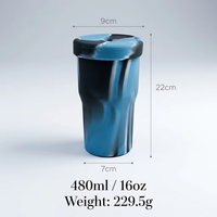 Couvre-gobelet en silicone avec paille, couleurs assorties, grande capacité, bouteille d'eau résistante à la chaleur, incassable, compatible lave-vaisselle/micro-ondes, pour le sport