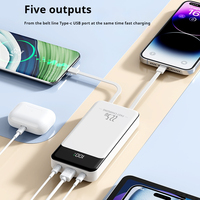 Nouveau produit vente chaude Power Bank Charge rapide 20000Mah Trois câbles intégrés Chargement pratique Banques d'alimentation portables minces
