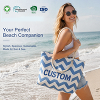 Tas Pantai Kanvas Twill Kepadatan Tinggi Tahan Sobek Tas Belanja Dapat Digunakan Kembali untuk Membawa Peralatan Perkakas Kustom