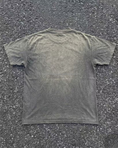 T-shirt Homme Blanc Haute Qualité Effet Délavé au Soleil et Usé, Coupe Boxy Oversize, Effet Délavé à l'Acide, Style Vintage - Product Image 2