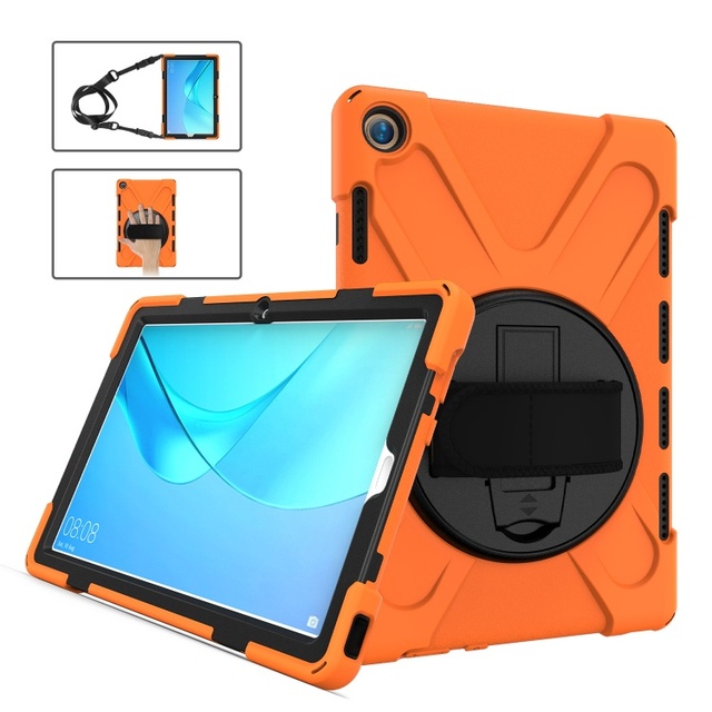 Rugged Shockproof Cover Heavy Duty Silicone Protective Tablet Case for Huawei Mediapad M5 with Pad Shoulder Strap