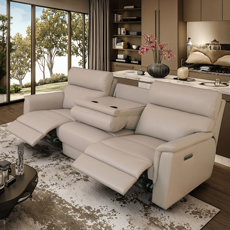 Modern Modular Electric Recliner Genuine Leather