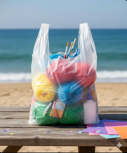 Bolsa Industrial de HDPE Tipo Camiseta para Empaque de Granos y Harina a Granel, Resistente a la Humedad, de Alta Densidad, con Asas Tipo Chaleco, Venta al por Mayor - Product Image 1