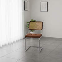 Chaise en rotin de style rétro moderne dossier en bois massif meubles de salle à manger commerciaux créatifs pour la maison de ferme minimaliste en PU PC