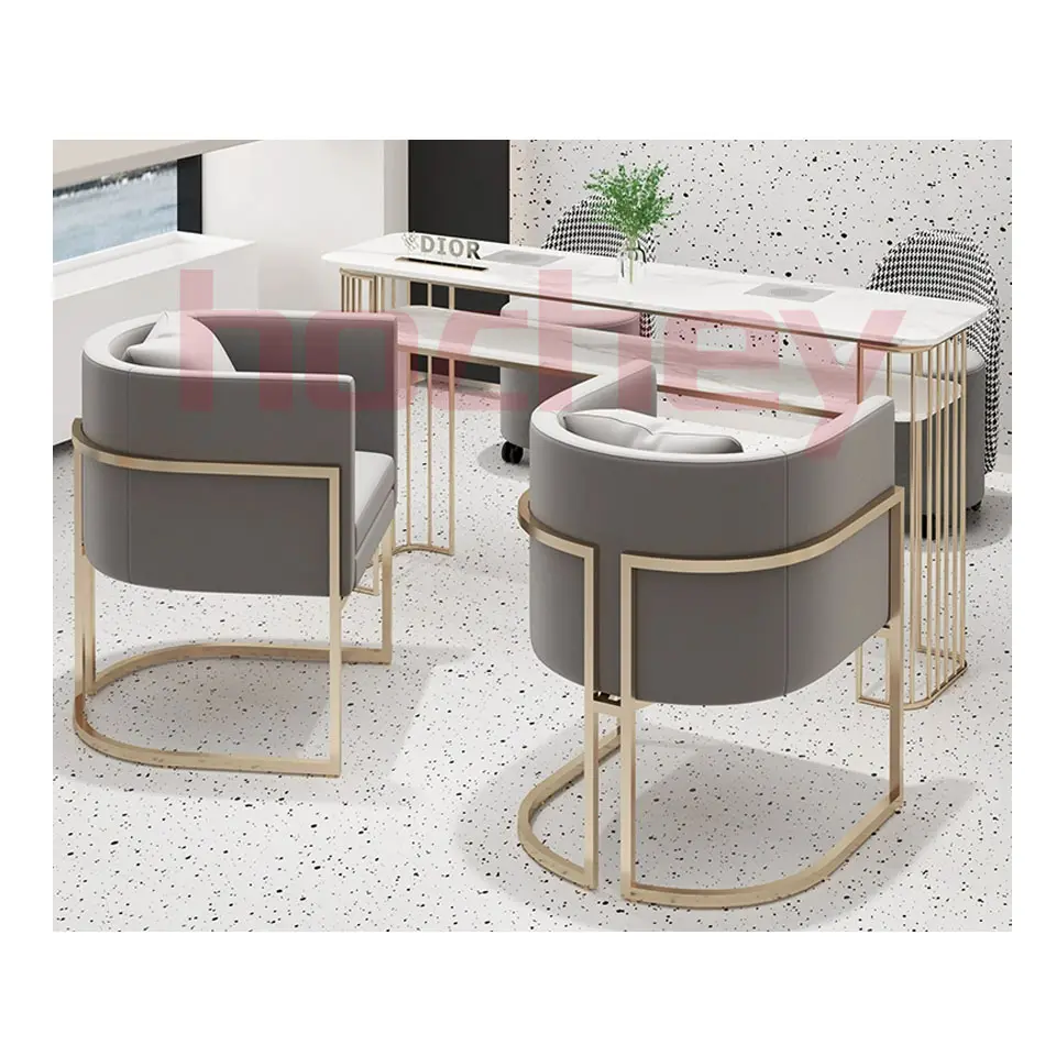 Hochey Nice Nails Bar Station Salon Furniture Wood Nail Tables Nail Desk Manicure Table With Chair Modern Customized