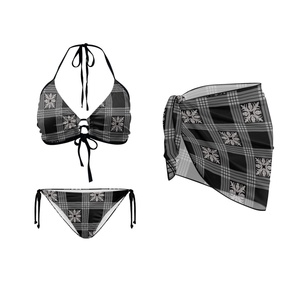 Pareo de Playa con Logotipo Personalizado, Estampado Hawaiano Palaka, para Mujer, Falda Envolvente para <span class=keywords><strong>Bikini</strong></span>, Translúcida, y Conjunto de Micro <span class=keywords><strong>Bikini</strong></span> Sexy - Product Image 1