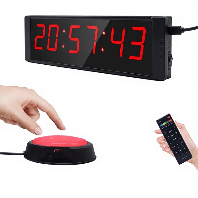 Godrelish Large Stopwatch Start/Stop Button LED Digital Timer Remote Countdown Clock Buzzer Home Gym Interval Timer Workout