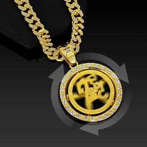 Collar con colgante de letras 2Pac giratorio de aleación de zinc chapado en oro de 14K, cadena cubana con incrustaciones de circonitas, joyería hip hop para fiesta - Product Image 4