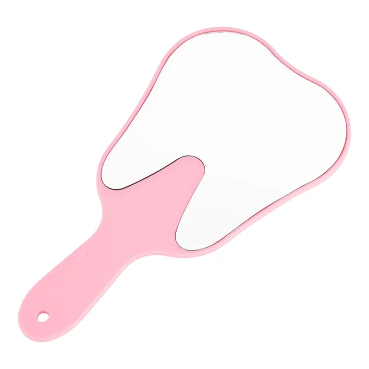 Wholesale Cute Small White Tooth Shaped Plastic Hand Cosmetic Mirror for Promotion Gifts