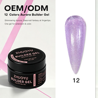 Gel de construction Aurora sans TPO, gelée pailletée pour extension d'ongles, kit de gel dur à retirer par trempage, marque privée