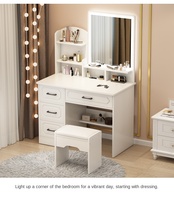 Coiffeuse éclairée de style européen 80 cm avec armoire de rangement multi-tiroirs, moderne et simple, pour chambre de fille, maquillage intégré