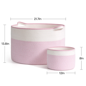 Màu hồng thêm lớn chăn giỏ cho vườn ươm phòng khách-dệt bông dây giặt <span class=keywords><strong>Hamper</strong></span> 22 "x 14" W/Tiền Thưởng lưu trữ nhỏ giỏ - Product Image 2