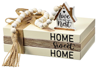 4 livres décoratifs en bois style ferme pour la décoration intérieure, Home Sweet