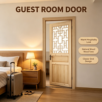 Unpainted Solid Pine Lattice Door Plain Timber Door Slab for Apartment Living Room Interior Decoration