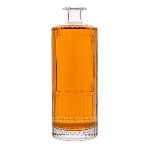 JINGNA Bouteille en verre de 750ml recyclable ronde whisky vodka gin <span class=keywords><strong>tequila</strong></span> - Product Image 1