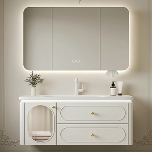Meuble de salle de bain de style français, design moderne, lavabo d'hôtel, meuble-lavabo avec miroir - Product Image 1
