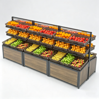Verplaatsbare eiland groentepresentatie rekken, vershoudkast, ladder, supermarkt versfruitgondel voor supermarkten