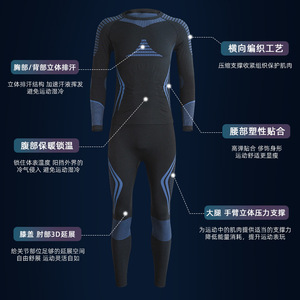 Unisex Quick-Drying <b>Compression</b> <b>Underwear</b> Set Moisture Wicking Thermal Ski Cycling Sports Wear Stripe Pattern Adult Size - Product Image 1