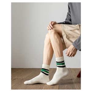 Vintage <b>Stripe</b> Cotton Crew <b>Socks</b> | Comfortable Breathable Everyday Sport <b>Socks</b> for Adults | Wholesale OEM Supplier - Product Image 2