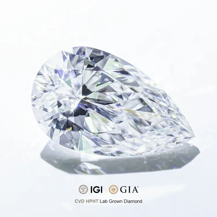 Goldleaf Jewelry Lab Grown Diamond IGI GIA Certificate 1ct 2ct 3ct D VVS Pear Cut HPHT CVD Lab Created Diamond