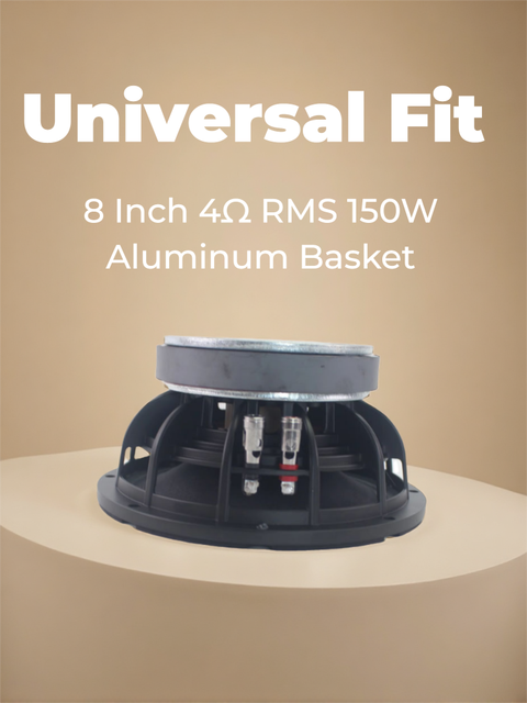 8 Inch Midrange Speaker DC 12V Single RMS 150W Peak 4 Ohm High Power 98dB Clear Vocals Durable Aluminum Frame