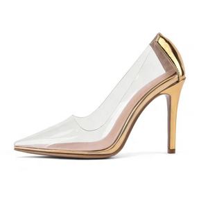 <span class=keywords><strong>Oro</strong></span> di cristallo di Colore Chiaro Superiore Grande Formato 47 Low Cut Slip-on Donne <span class=keywords><strong>Tacco</strong></span> Sottile Pattini di Vestito Della Signora A Punta punta Incontri Pompe Su Misura - Product Image 5