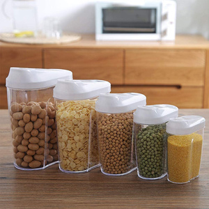 Paquet de 5 aliments noix épices <span class=keywords><strong>café</strong></span> peut contenir une <span class=keywords><strong>boîte</strong></span> de rangement de grains de cuisine transparente pour réservoir de stockage étanche <span class=keywords><strong>à</strong></span> l'humidité scellé - Product Image 1
