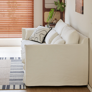 Sofá de Tela de Lino Moderno ATUNUS, Muebles para Sala de Estar, Sofá Tapizado Lavable Color Beige, Sofá Modular de 3 Plazas - Product Image 4