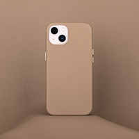 Coque de téléphone officielle en cuir véritable grain de litchi bleu pour iphone 15 Pro Max magnétique