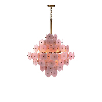 Magnifique lustre moderne en laiton rose avec cristaux, suspension ronde, installation facile pour salon, chambre, hall d'hôtel, décoration