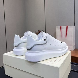 Chaussures de sport décontractées de luxe pour hommes et femmes, blanches, style McQueenes, avec fermeture éclair, plateforme, baskets tendance, chaussures de marche - Product Image 3