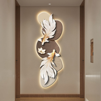 Décoration murale Koi avancée en tissu avec éclairage LED, art moderne, pour entrée, couloir, allée, mur lumineux suspendu, cadre en grès