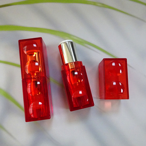 Wholesale <b>Custom</b> Logo Transparent Bright Red Square Plastic <b>Lipstick</b> Tube Bead Decor Luxury Cosmetic Empty <b>Lipstick</b> Packaging - Product Image 6